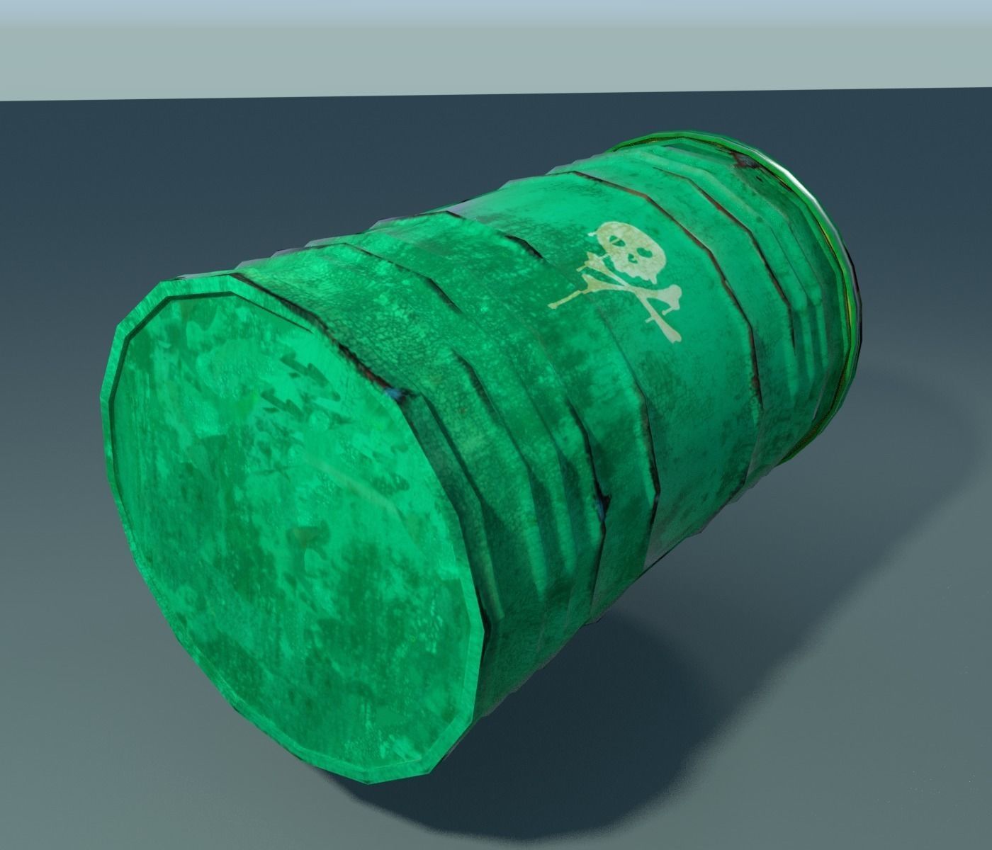Green barrel Low-poly 3D model_5