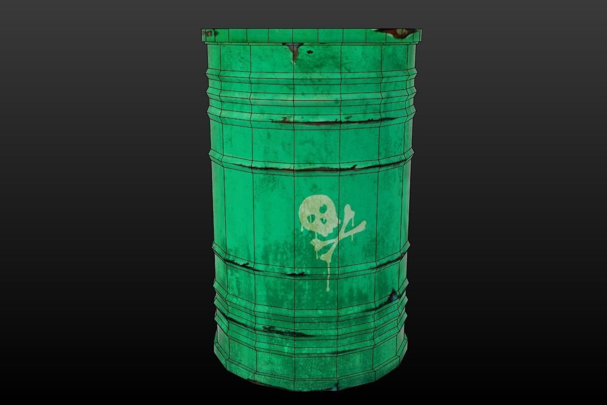 Green barrel Low-poly 3D model_9