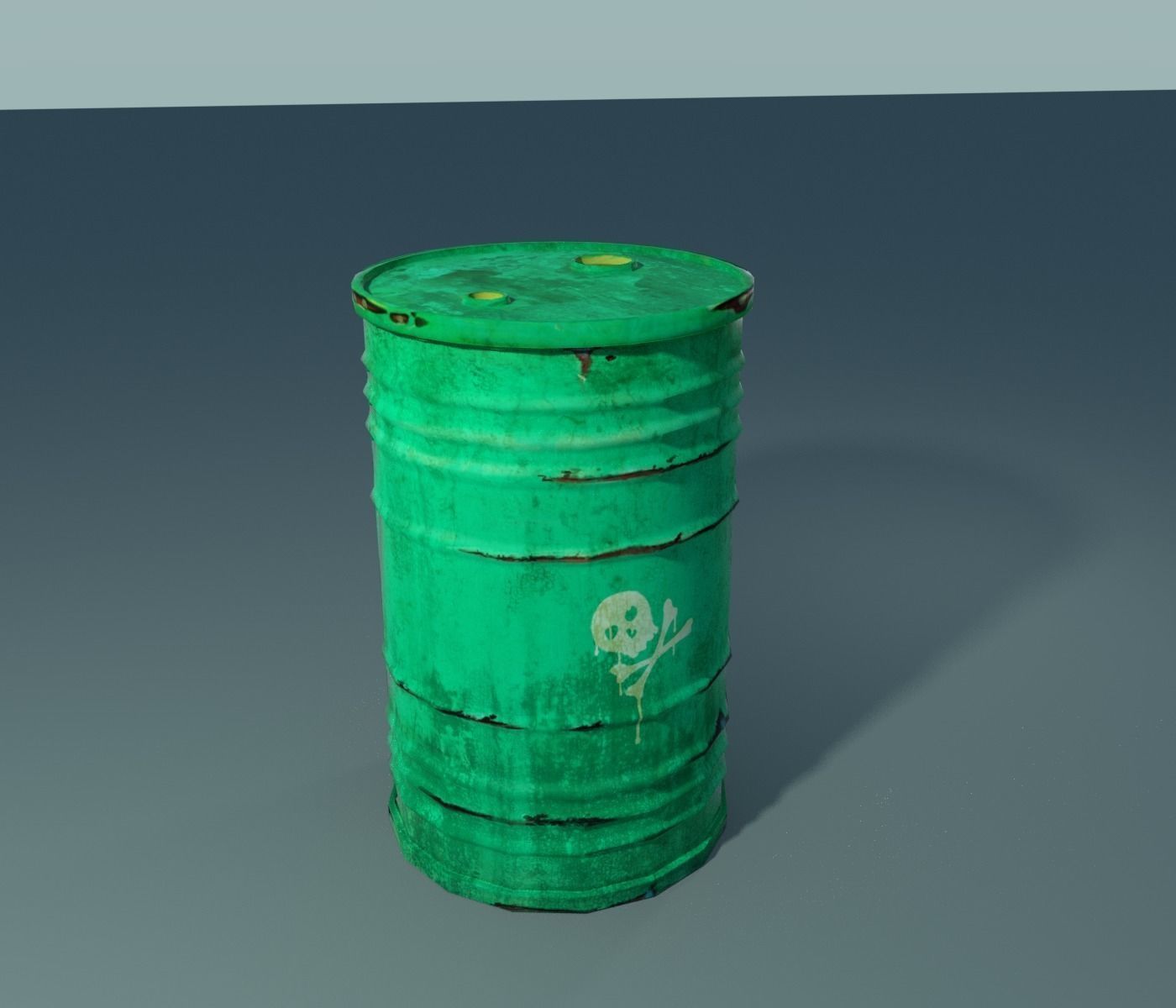 Green barrel Low-poly 3D model_7