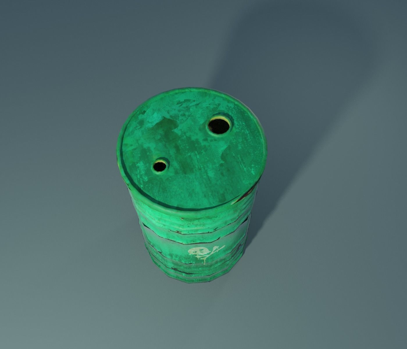 Green barrel Low-poly 3D model_3