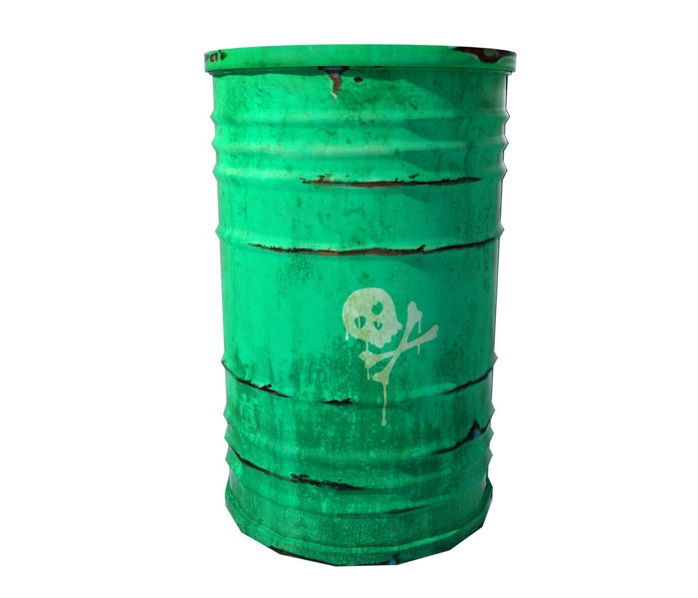 Green barrel Low-poly 3D model_0