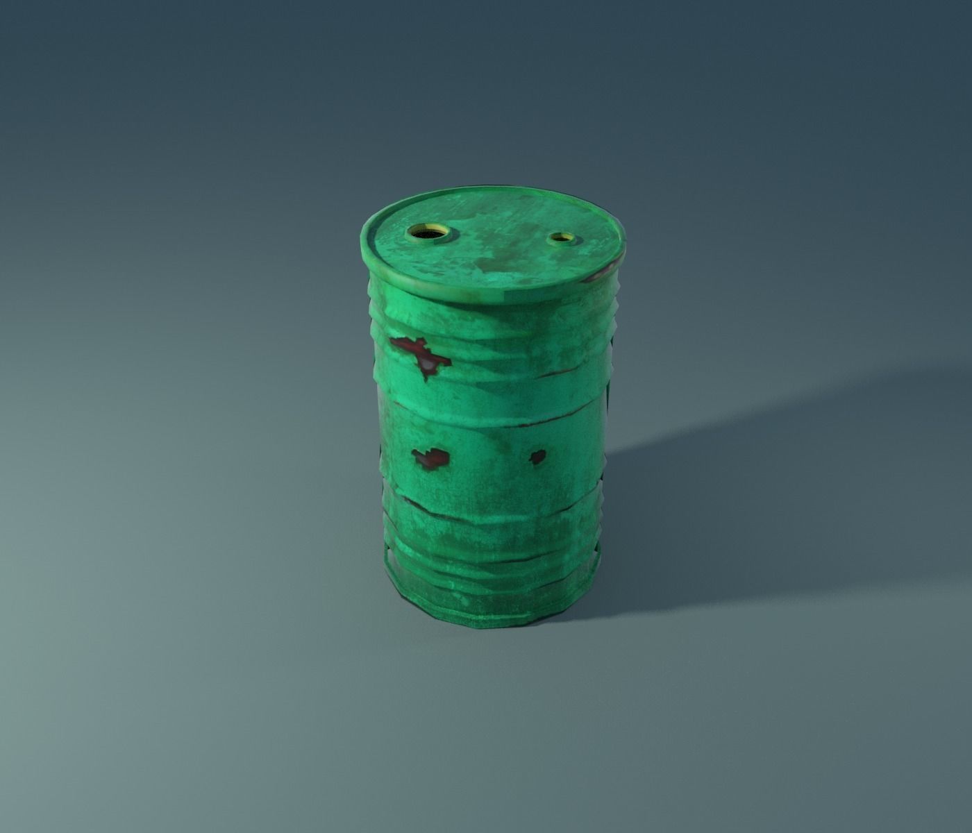 Green barrel Low-poly 3D model_2