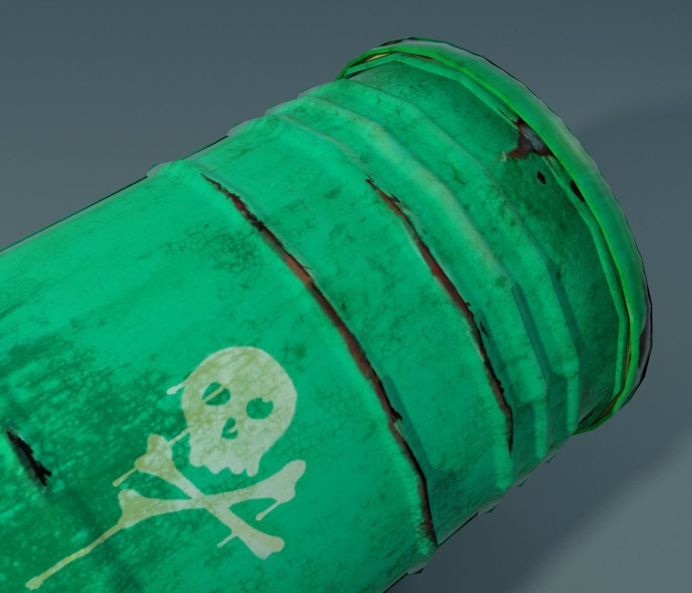 Green barrel Low-poly 3D model_4
