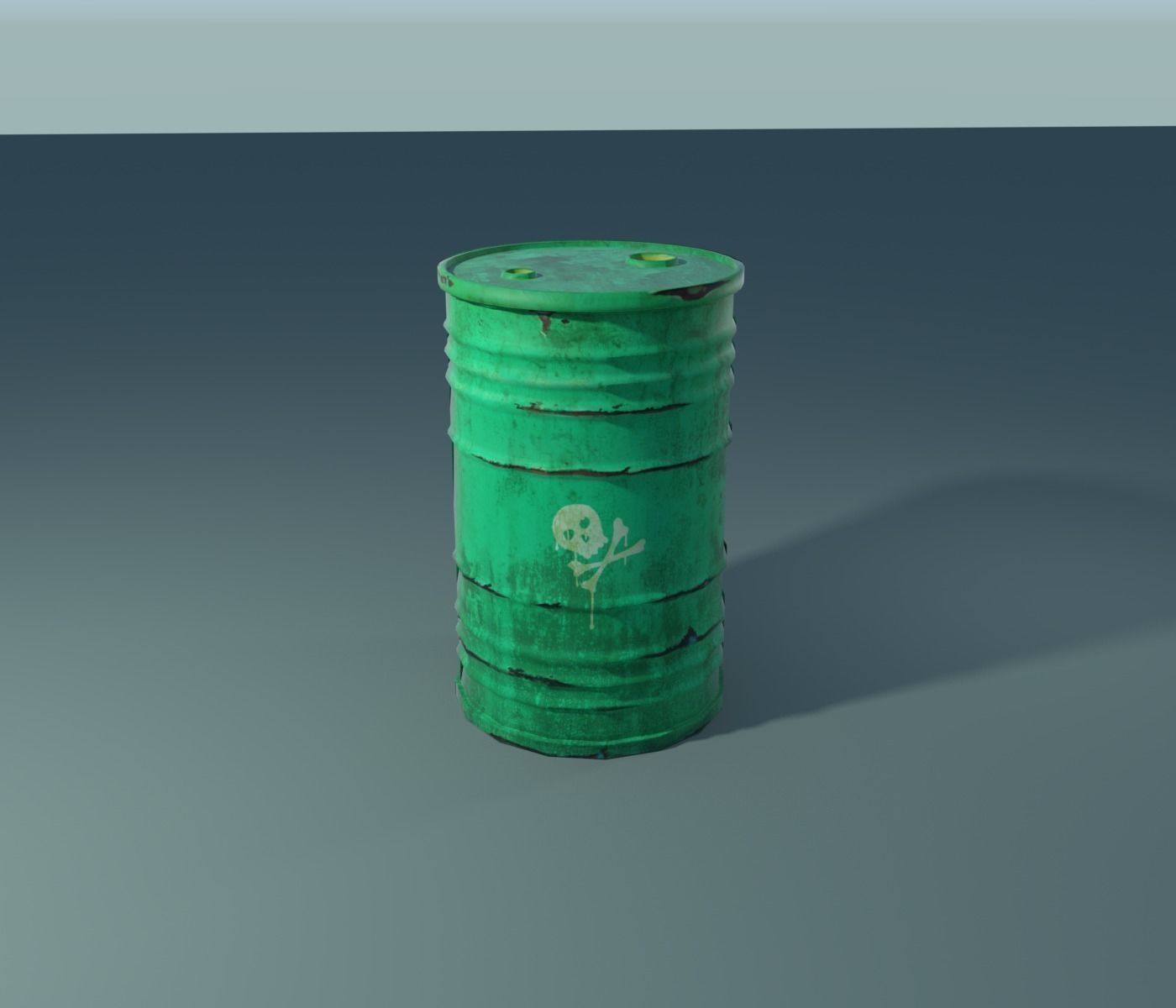 Green barrel Low-poly 3D model_1