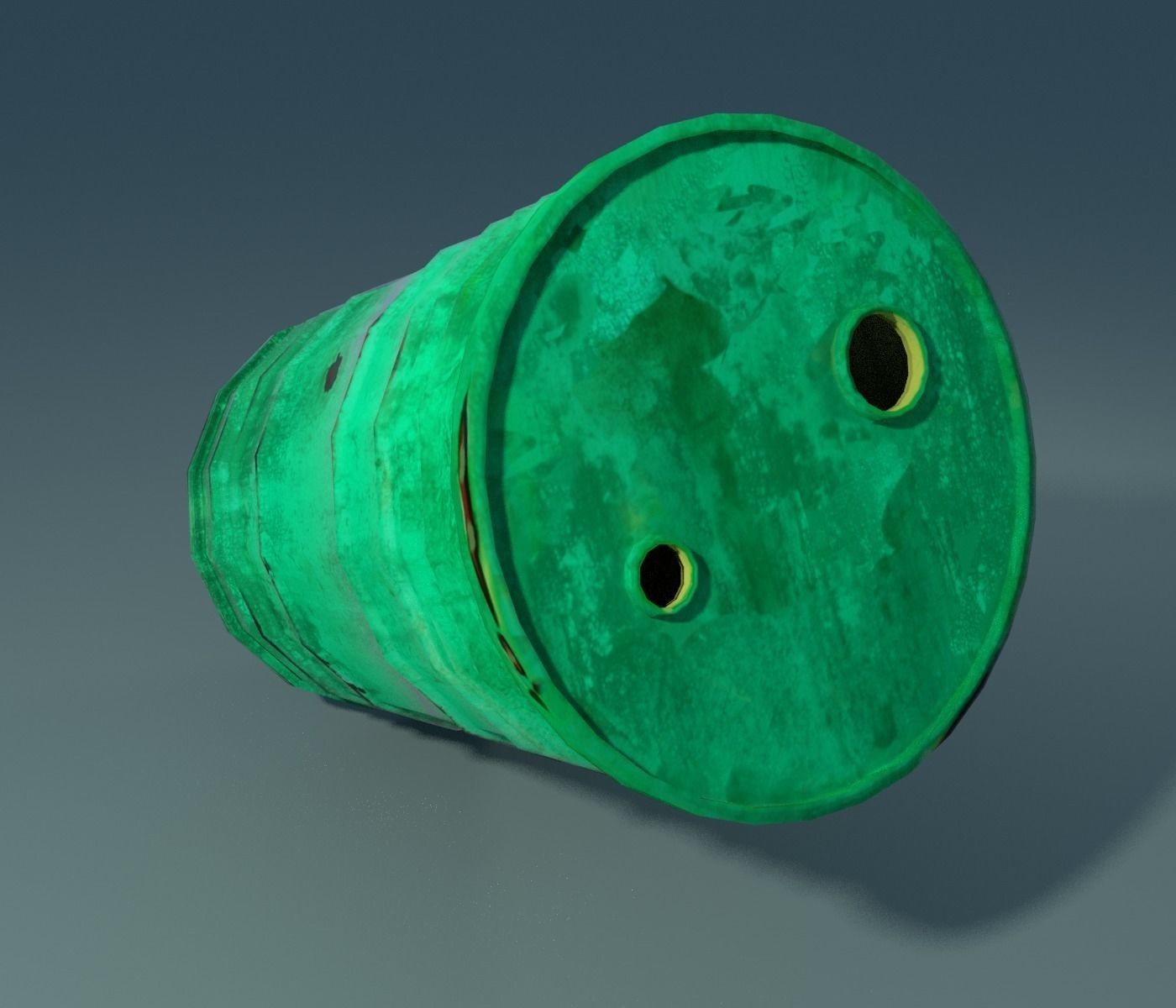 Green barrel Low-poly 3D model_6