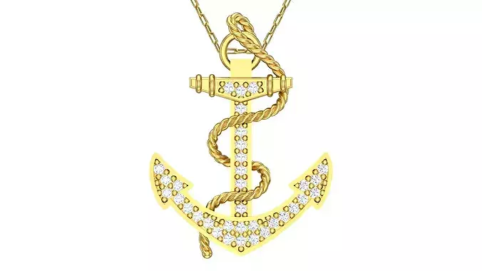 Anchor Gold Pendant Ready for Production CAD JPCO-101