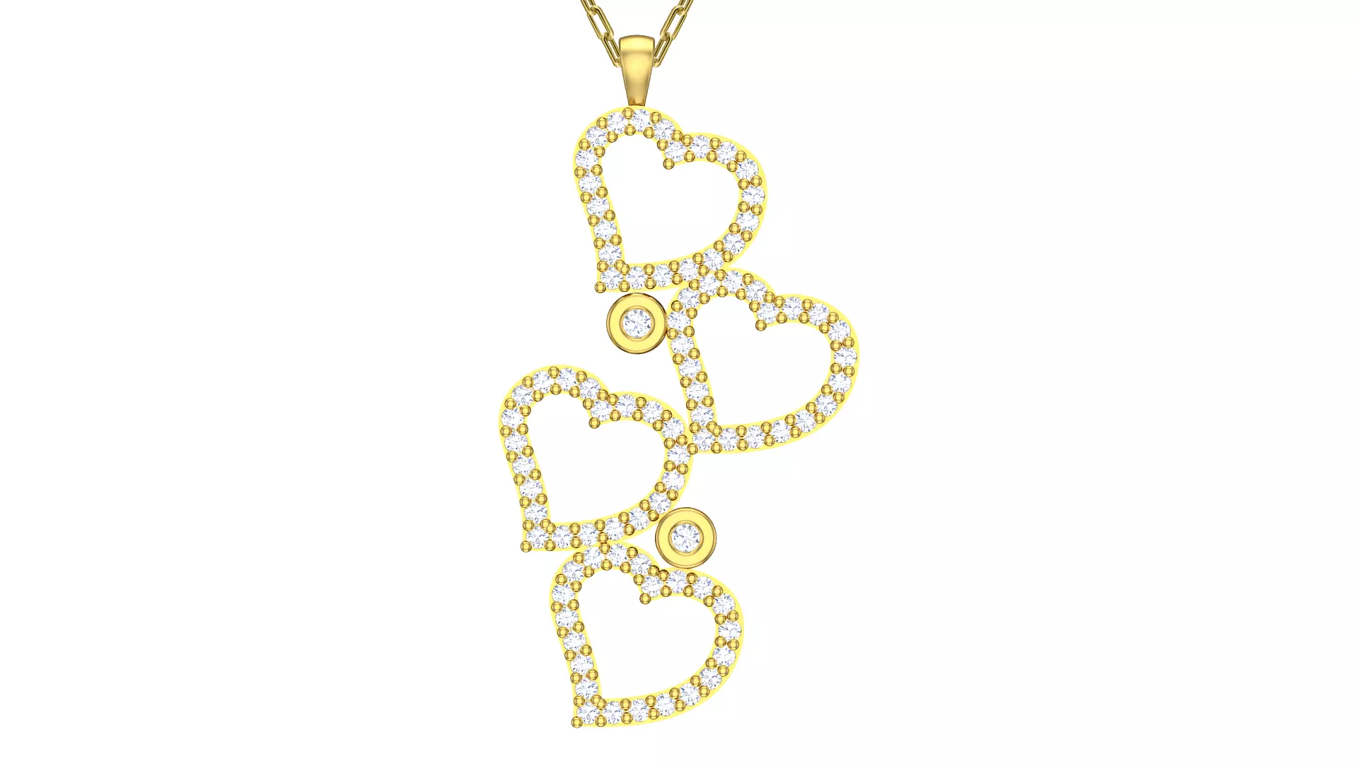 Hearts Gold Pendant Ready for Production CAD JPCO-102 3D print model