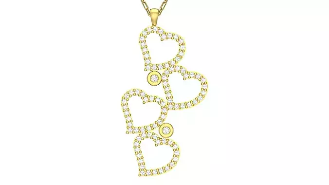 Hearts Gold Pendant Ready for Production CAD JPCO-102