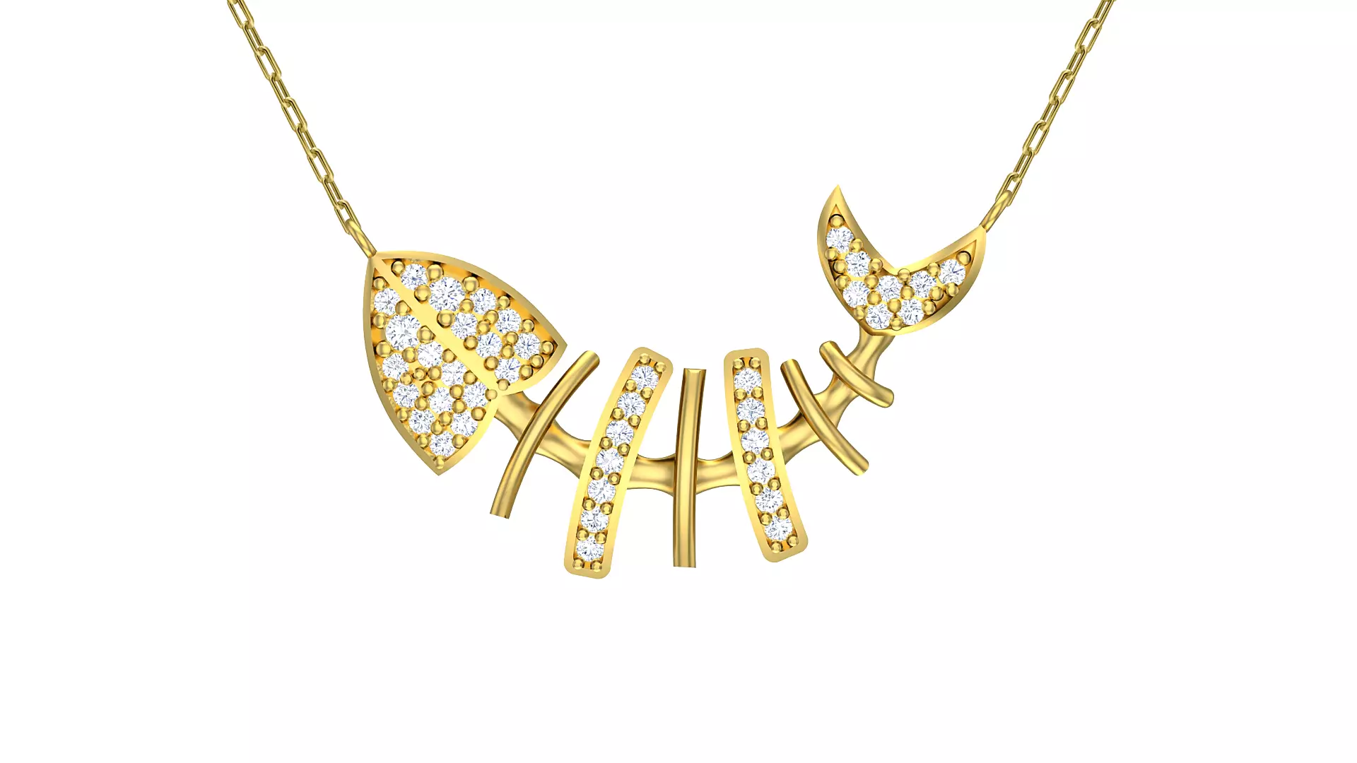 Fishbone Gold Pendant Ready for Production CAD JPCO-103 3D print model