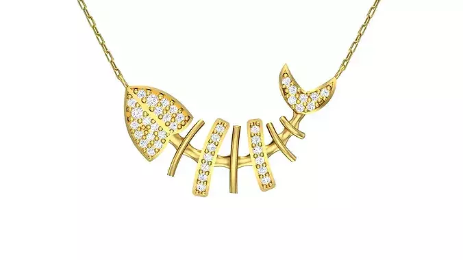 Fishbone Gold Pendant Ready for Production CAD JPCO-103