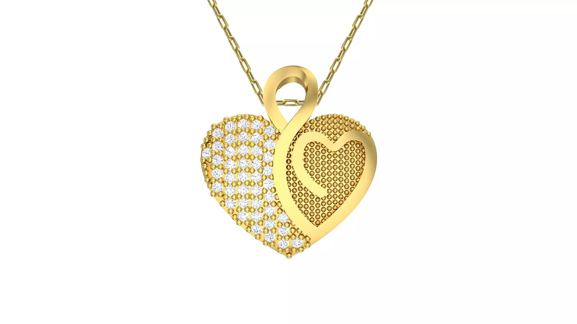 Heart Gold Pendant Ready for Production CAD JPCO-104 3D print model