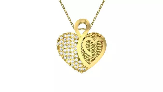 Heart Gold Pendant Ready for Production CAD JPCO-104