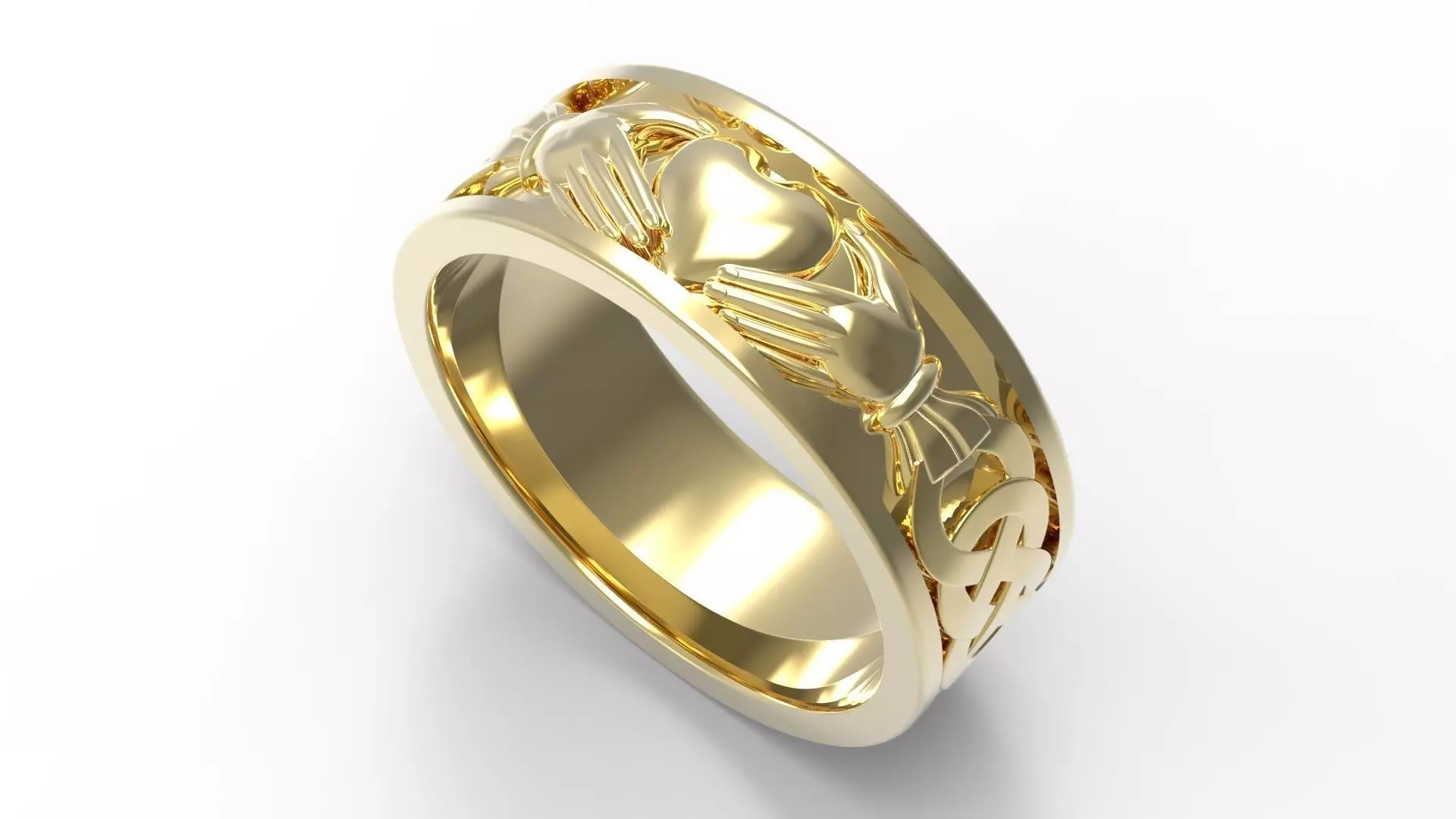 AS-ARGOLLA gold claddagh wedding ring 3D print model_0