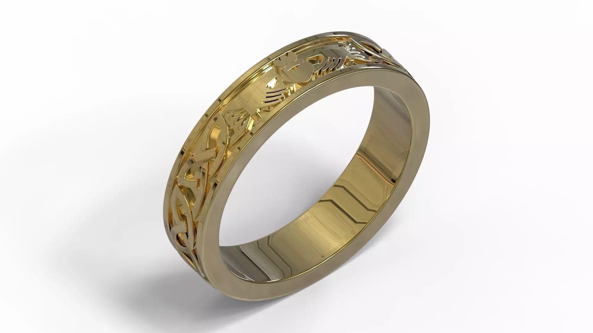 AS-ARGOLLA gold ring with intricate design 3D print model