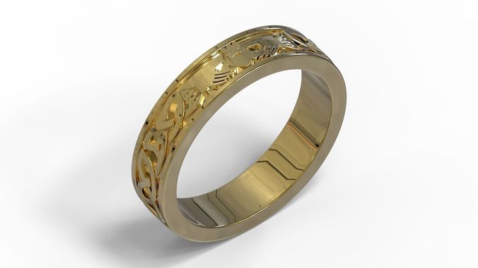 AS-ARGOLLA gold ring with intricate design 3D print model