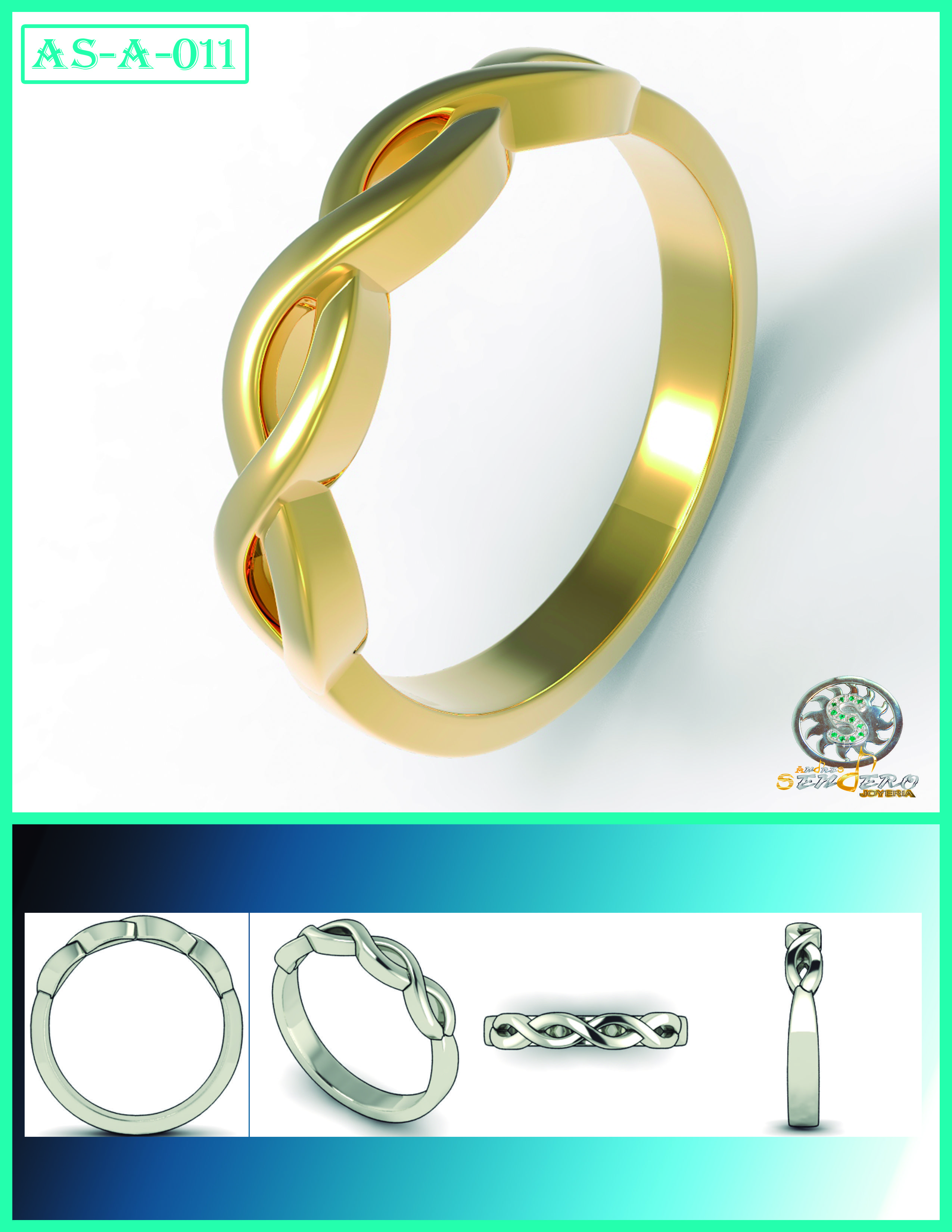 AS-ARGOLLA gold ring with twist design 3D print model_1