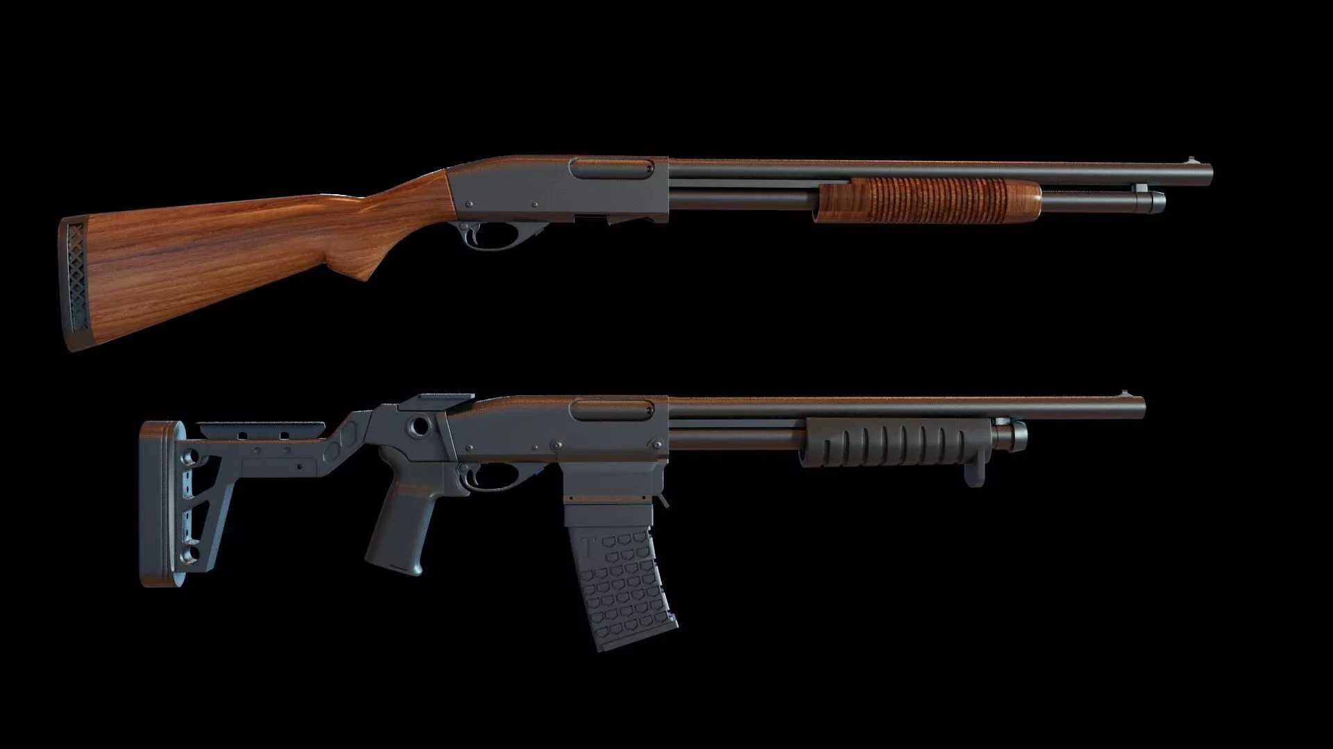 Remington 870 shotguns Low-poly 3D model