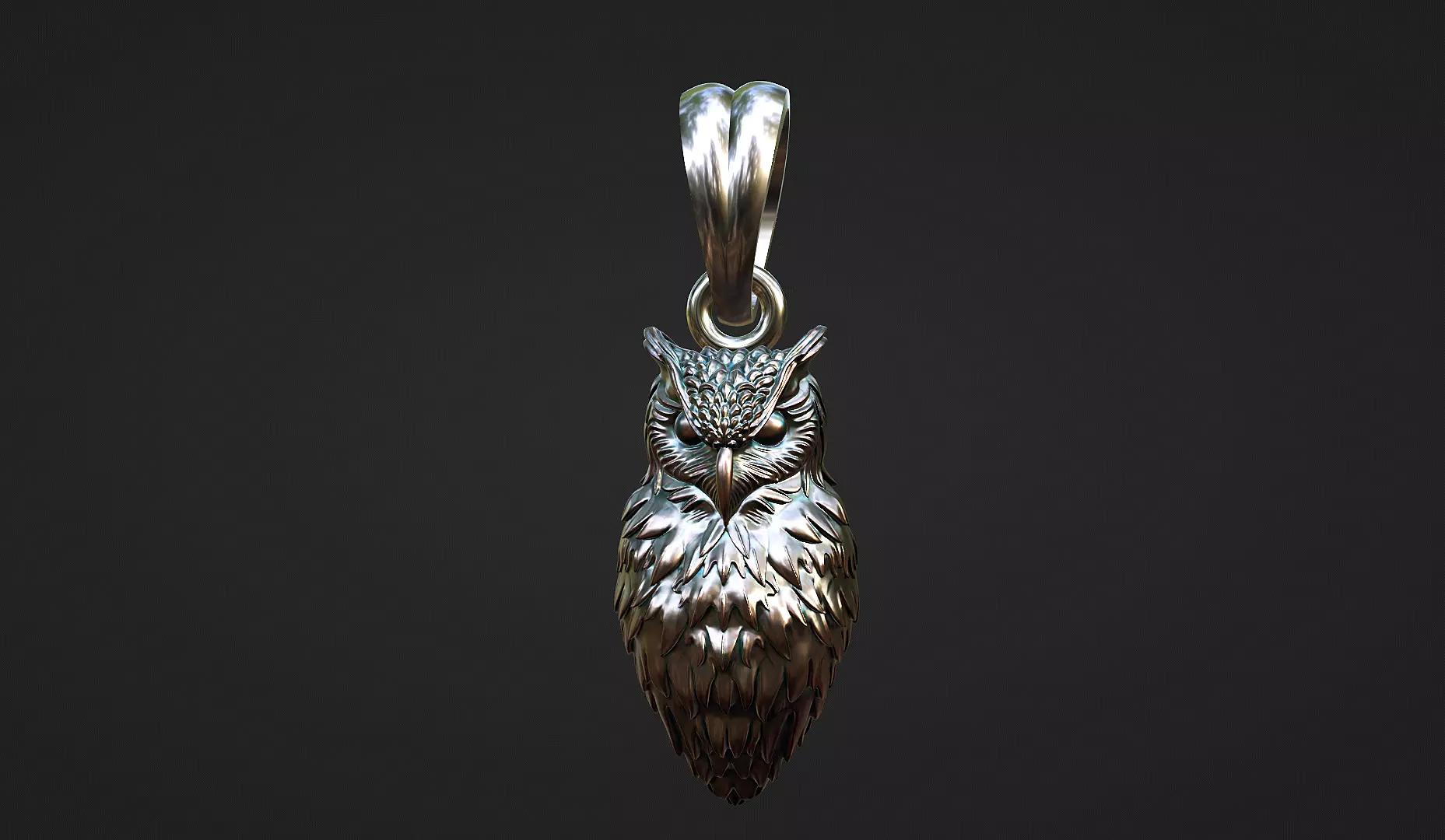 owl pendant w bail 3D print model