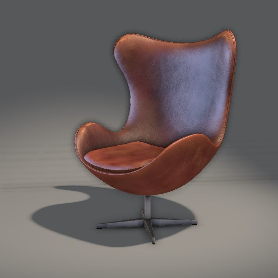 Leather Chair Low-poly 3D model_0