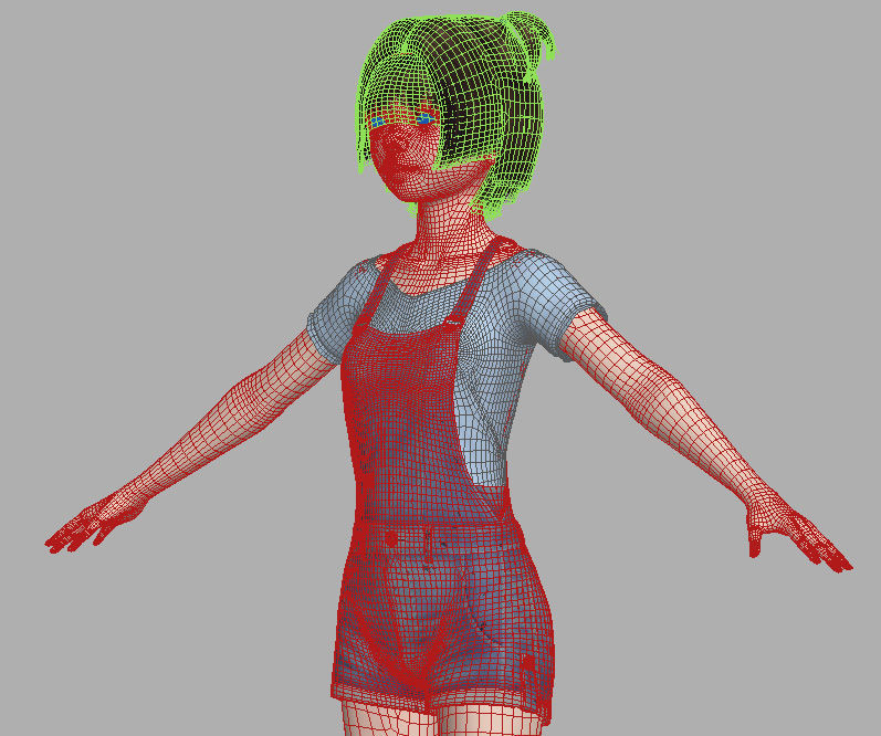 T pose nonrigged model of Eri with various outfit 3D model_7