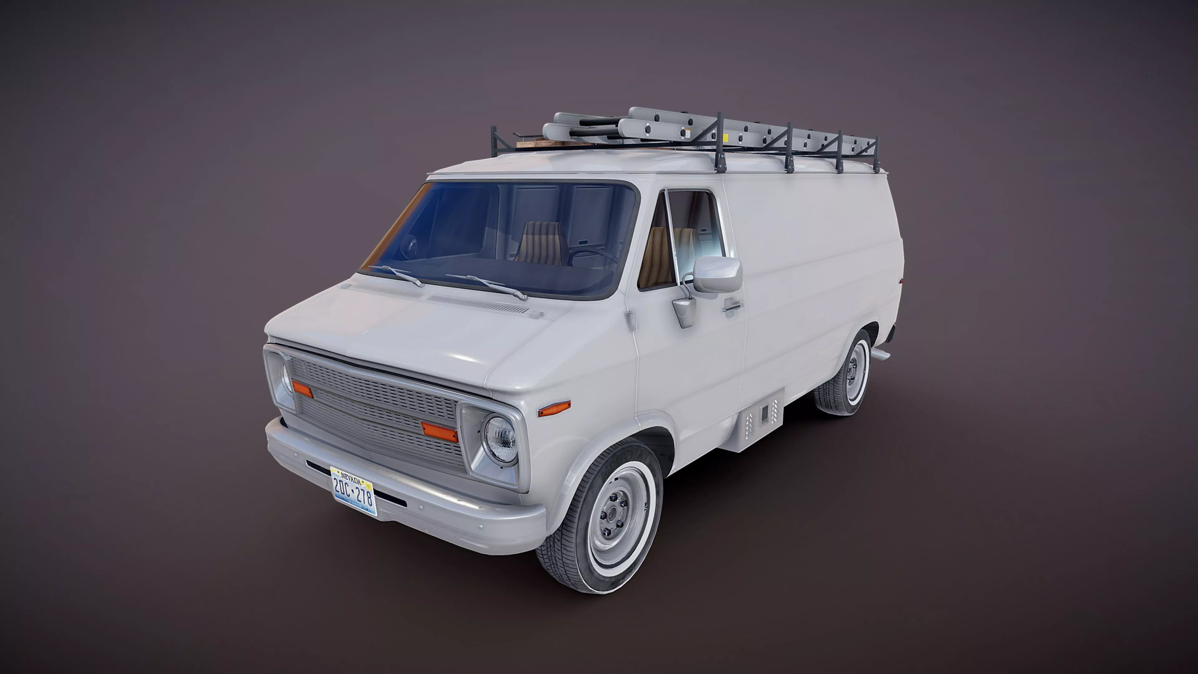 80s Utility van PBR Low-poly 3D model