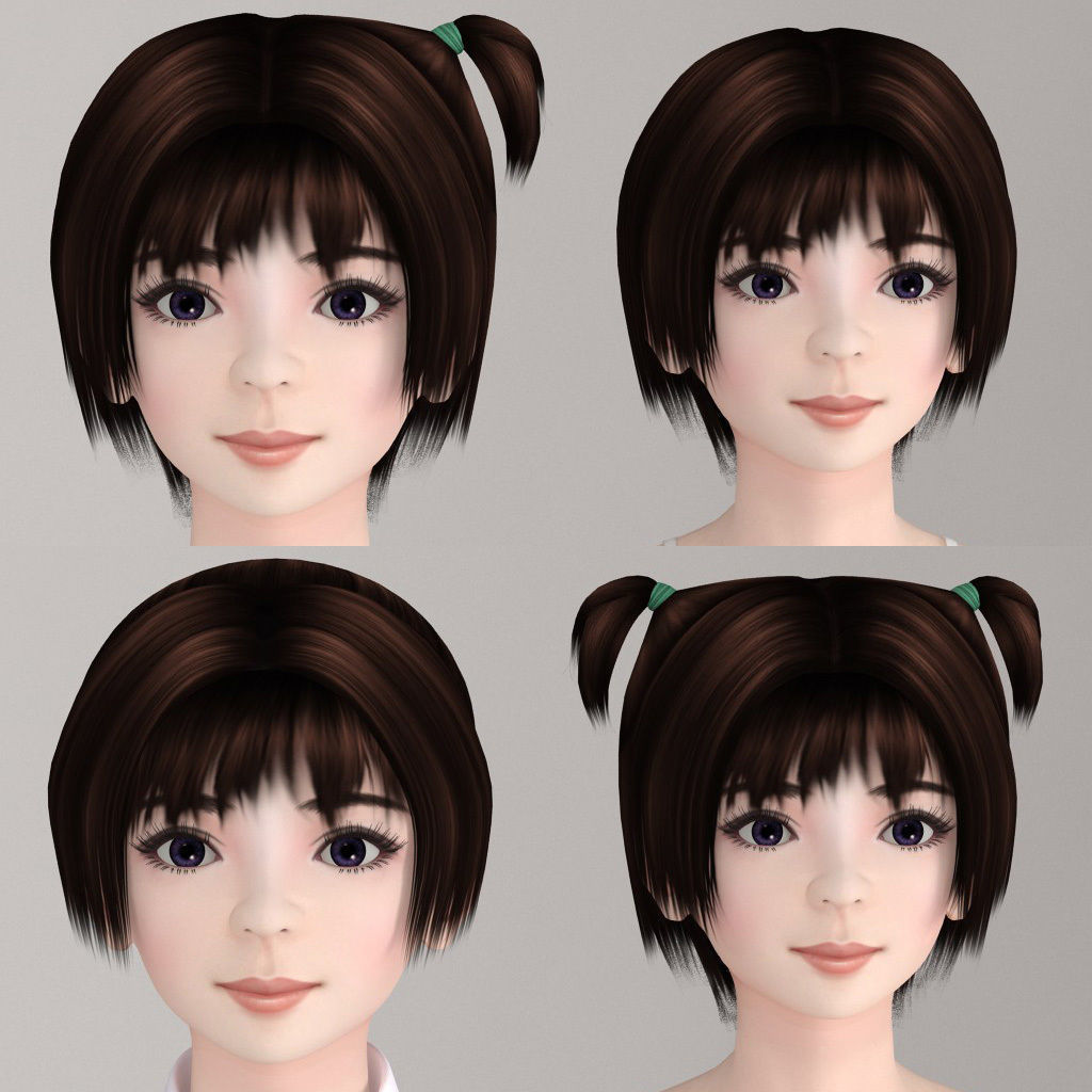 T pose rigged model of Eri with various outfit 3D model_2