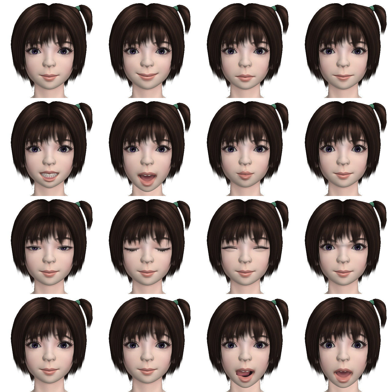 T pose rigged model of Eri with various outfit 3D model_4