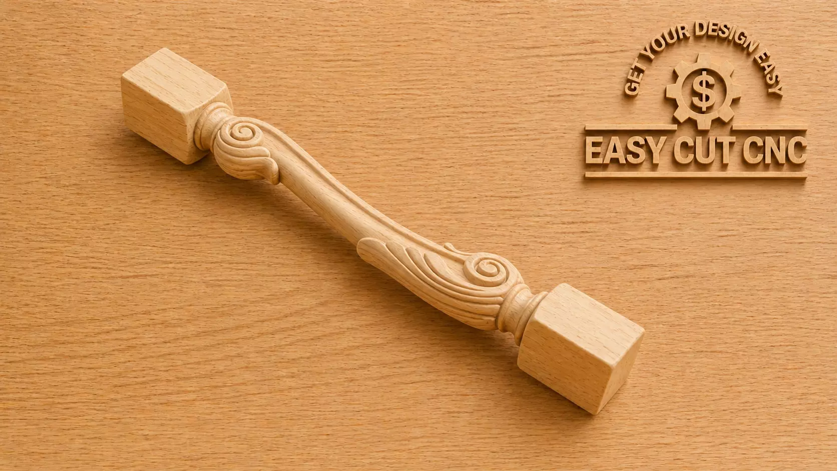 Decorative Curved Wooden Handrail Spindle 3D model