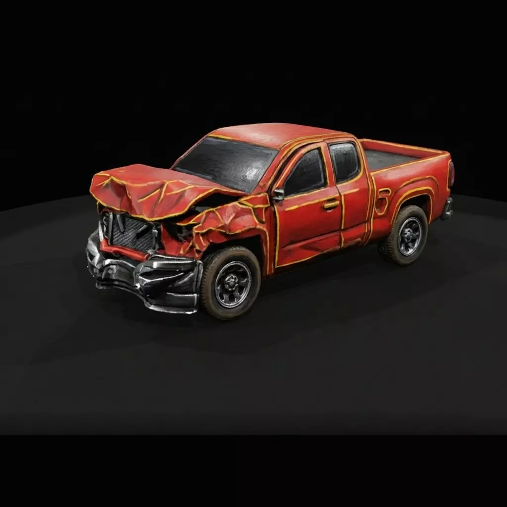 HO Modern Cars Crashed Pickup Truck Printable STL 3D print model