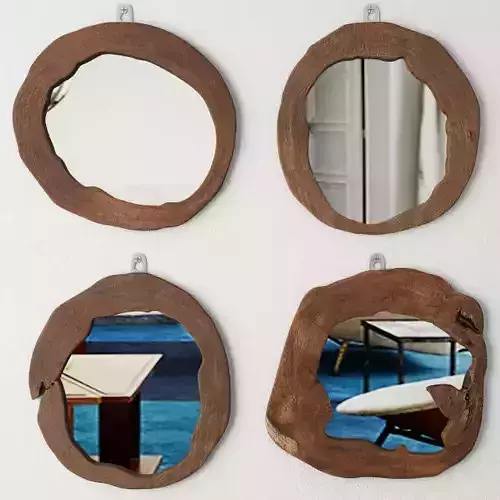 Teak Wood Mirror Set