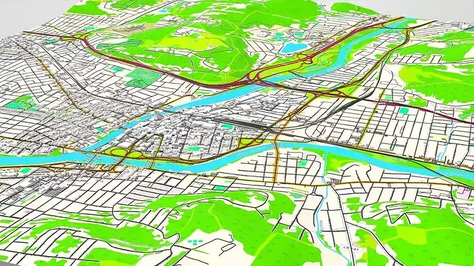 Cityscape Binghamton United States 3D model 4