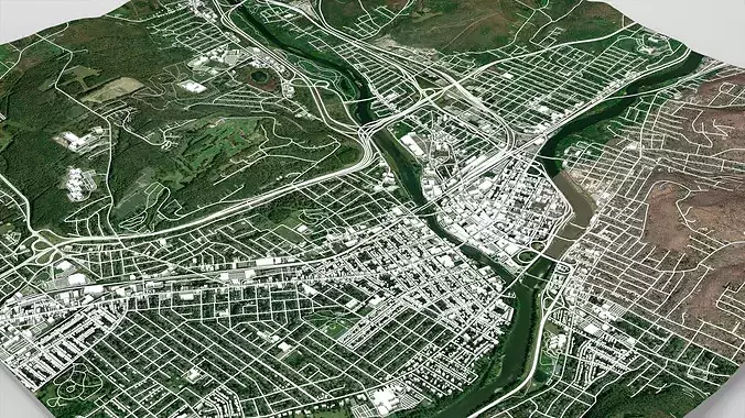 Cityscape Binghamton United States 3D model 2