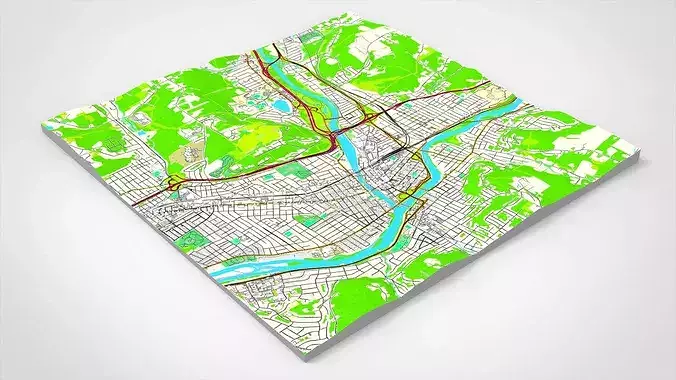 Cityscape Binghamton United States 3D model 7