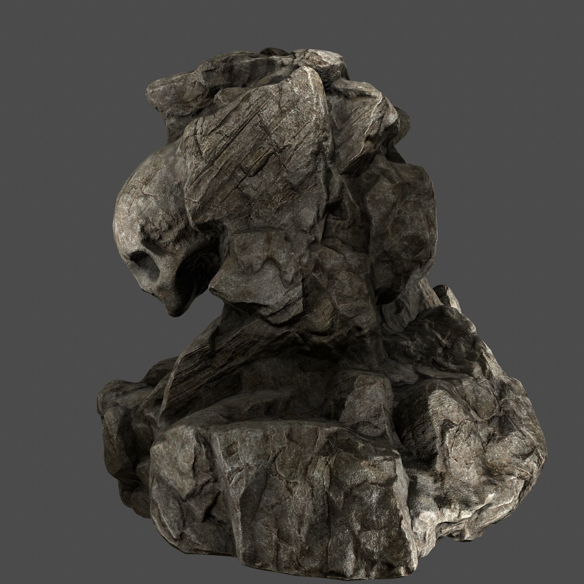 Skull Rock Low-poly 3D model_8