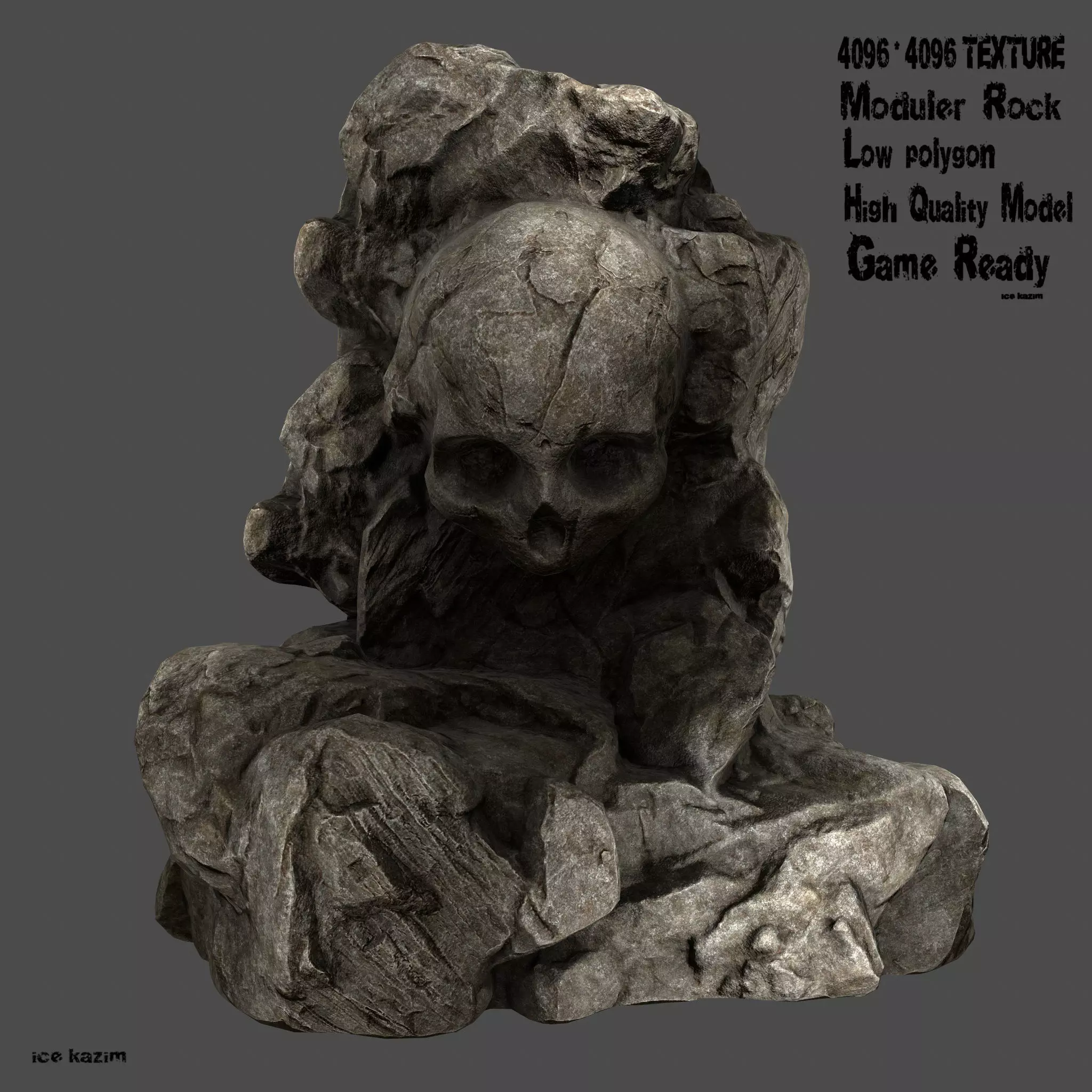 Skull Rock Low-poly 3D model_0