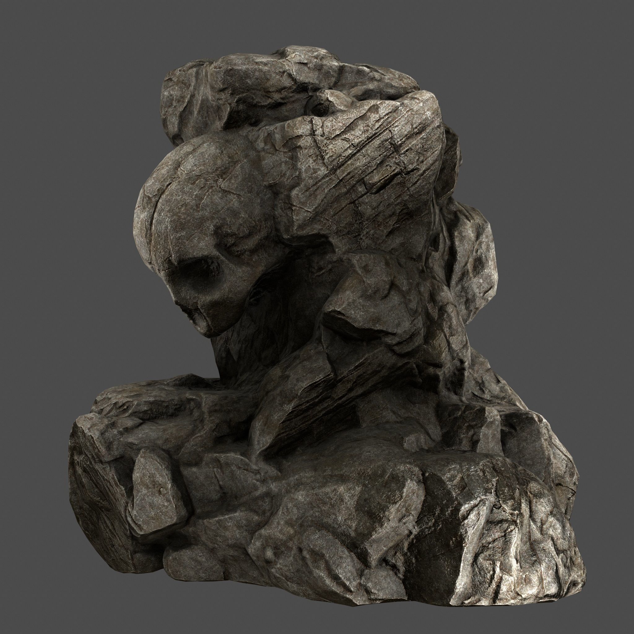 Skull Rock Low-poly 3D model_9