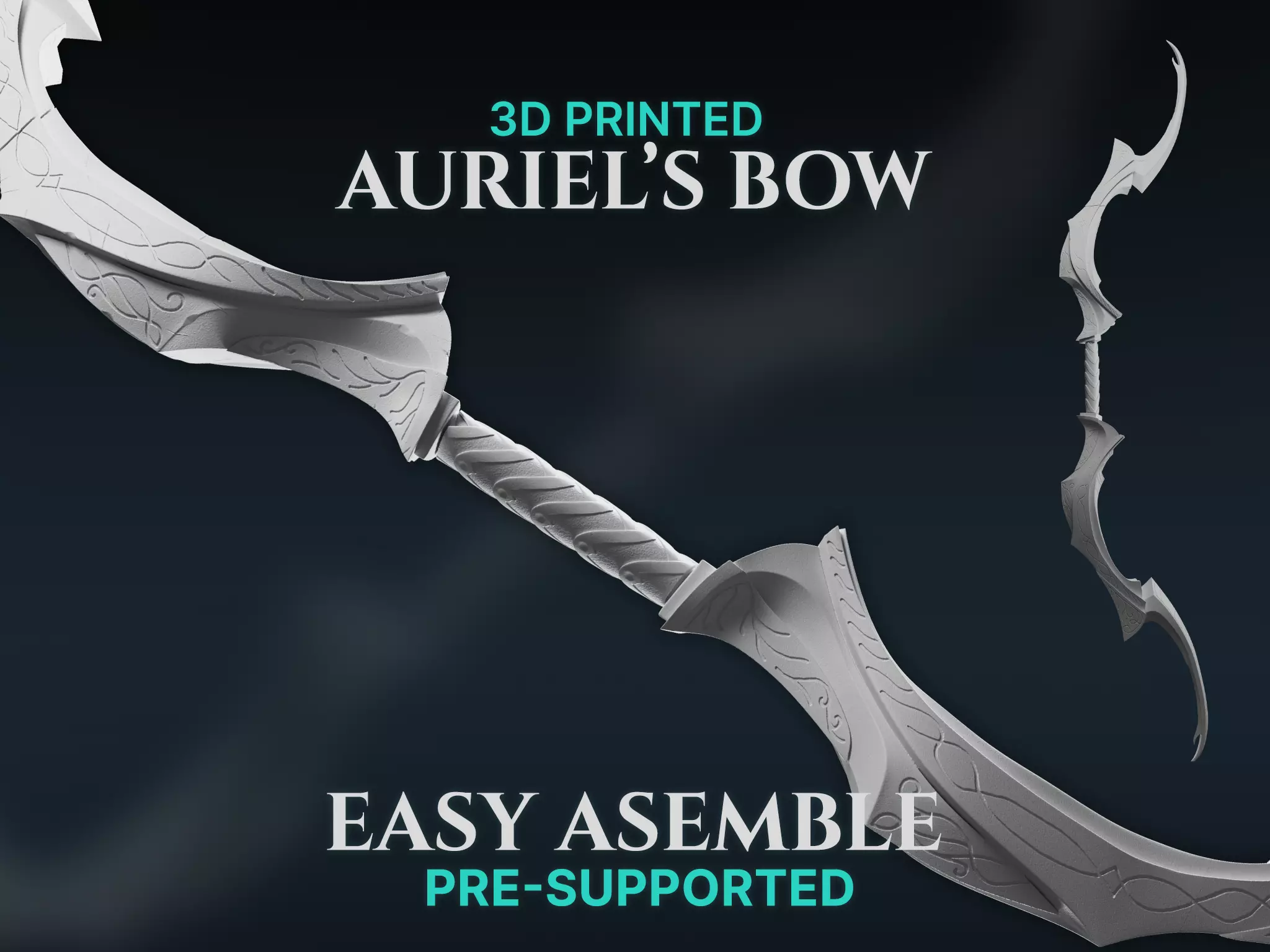 Skyrim Inspired Fantasy Auriels Bow Bow Skyrim 3D Print Model 3D print model
