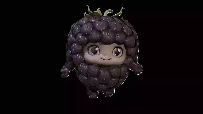 Chibi Fruit  Blackberry Low-poly 3D model 4