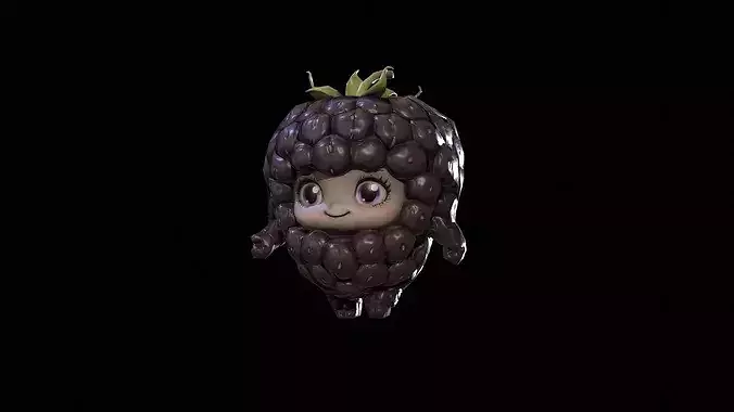 Chibi Fruit  Blackberry Low-poly 3D model 7