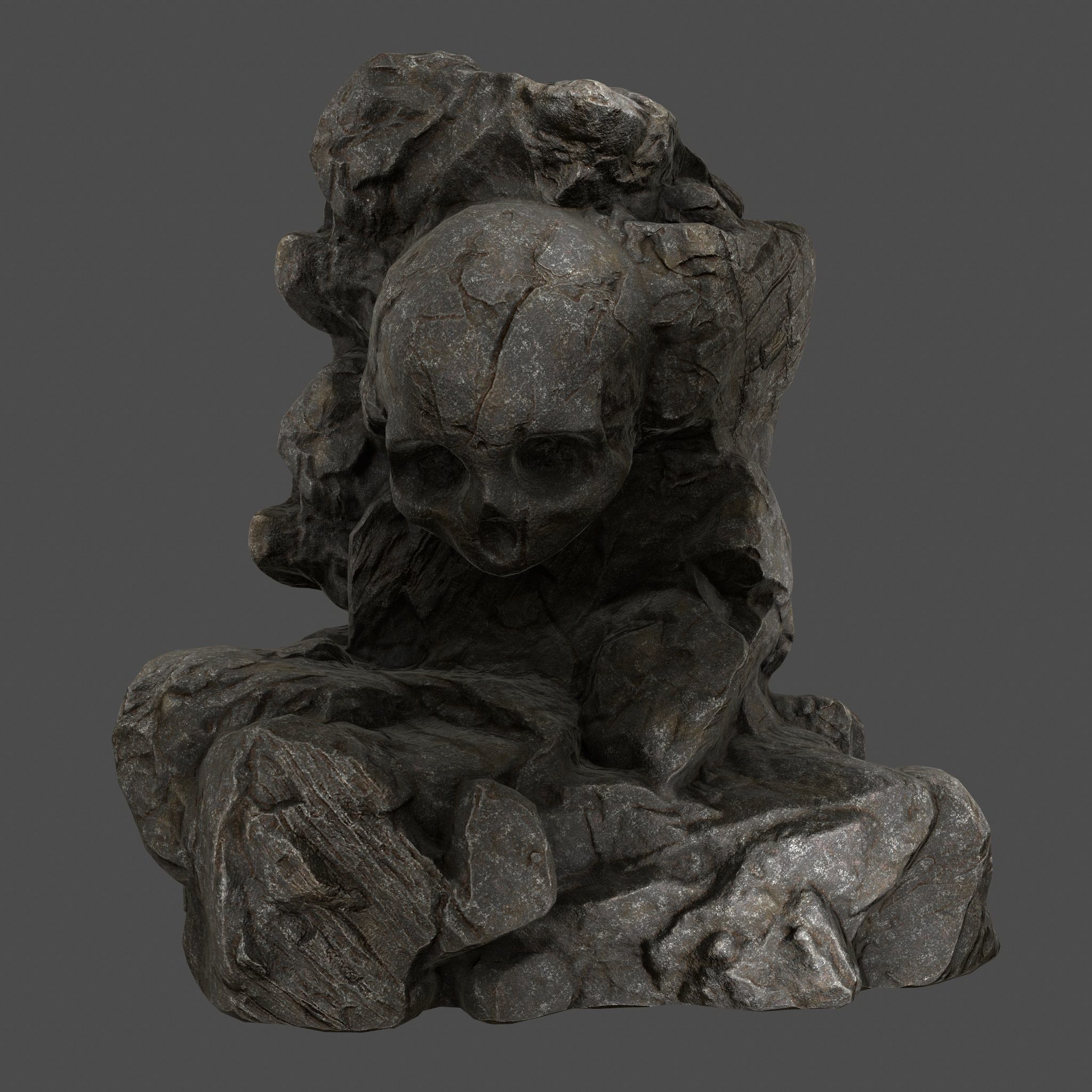 Skull Rock Low-poly 3D model_9