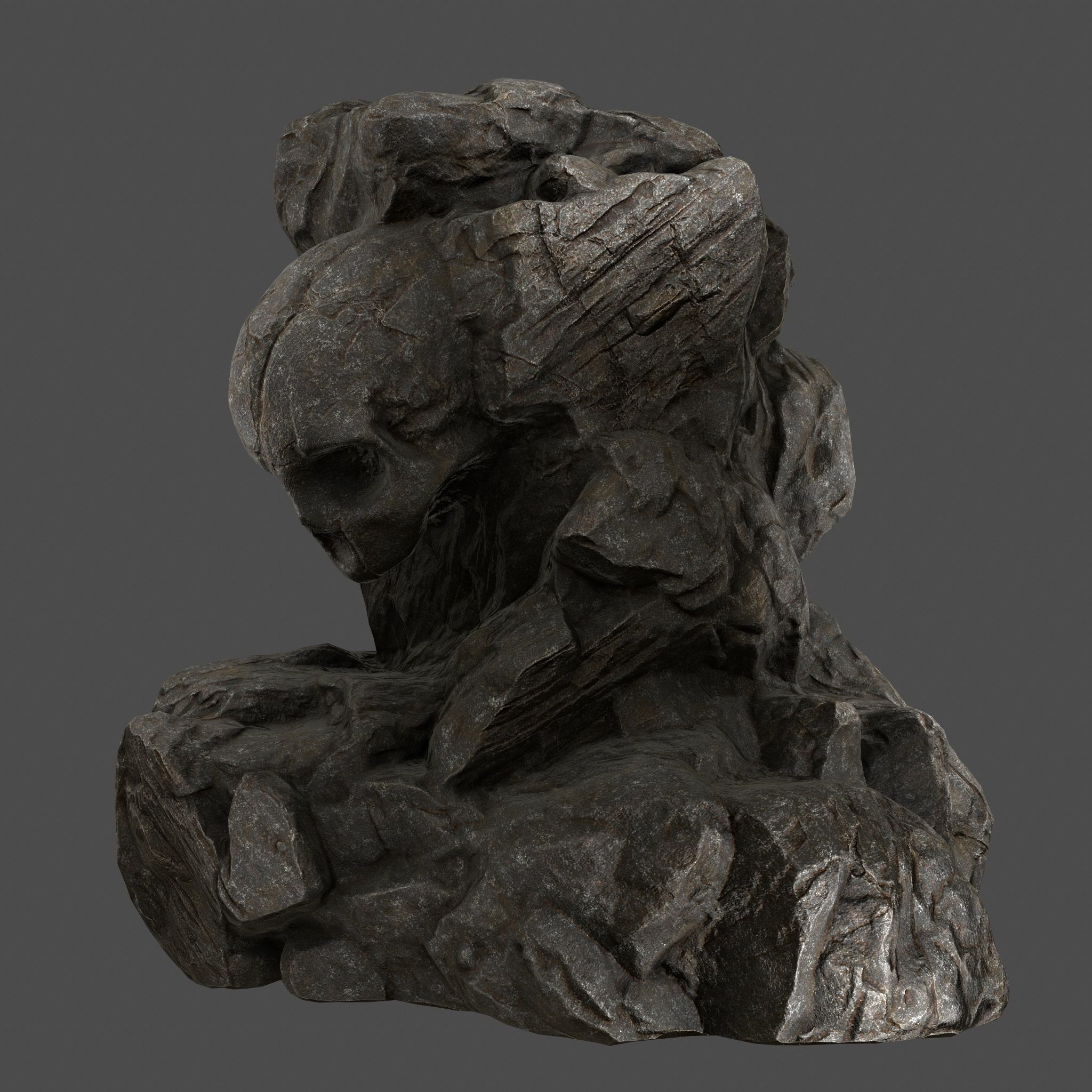 Skull Rock Low-poly 3D model_8