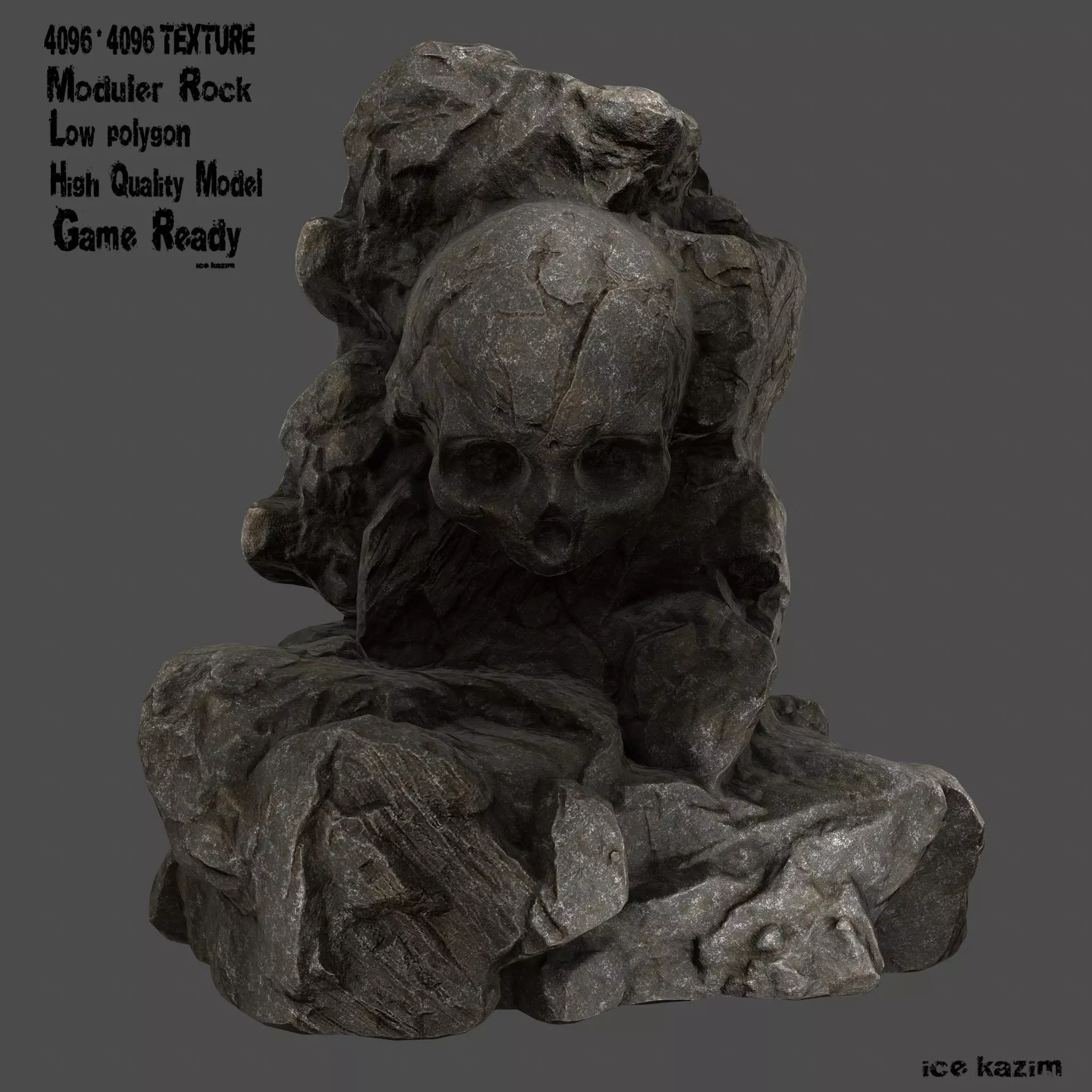Skull Rock Low-poly 3D model_0