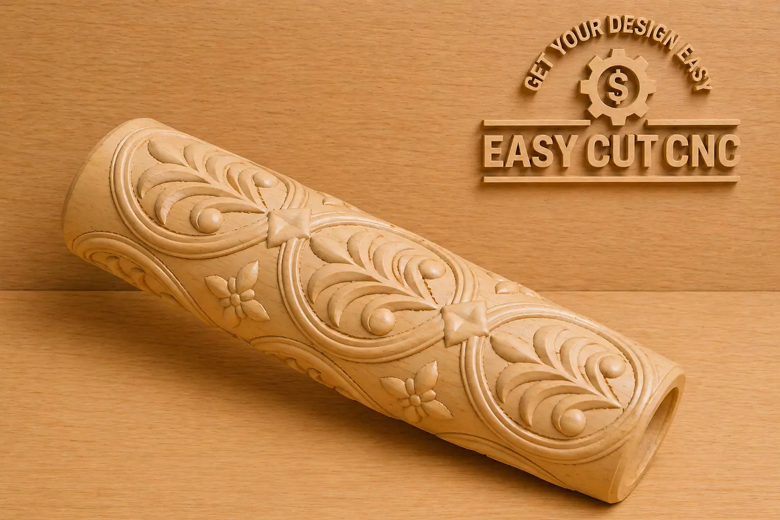 Ornamental Cylindrical Wooden Column 3D model