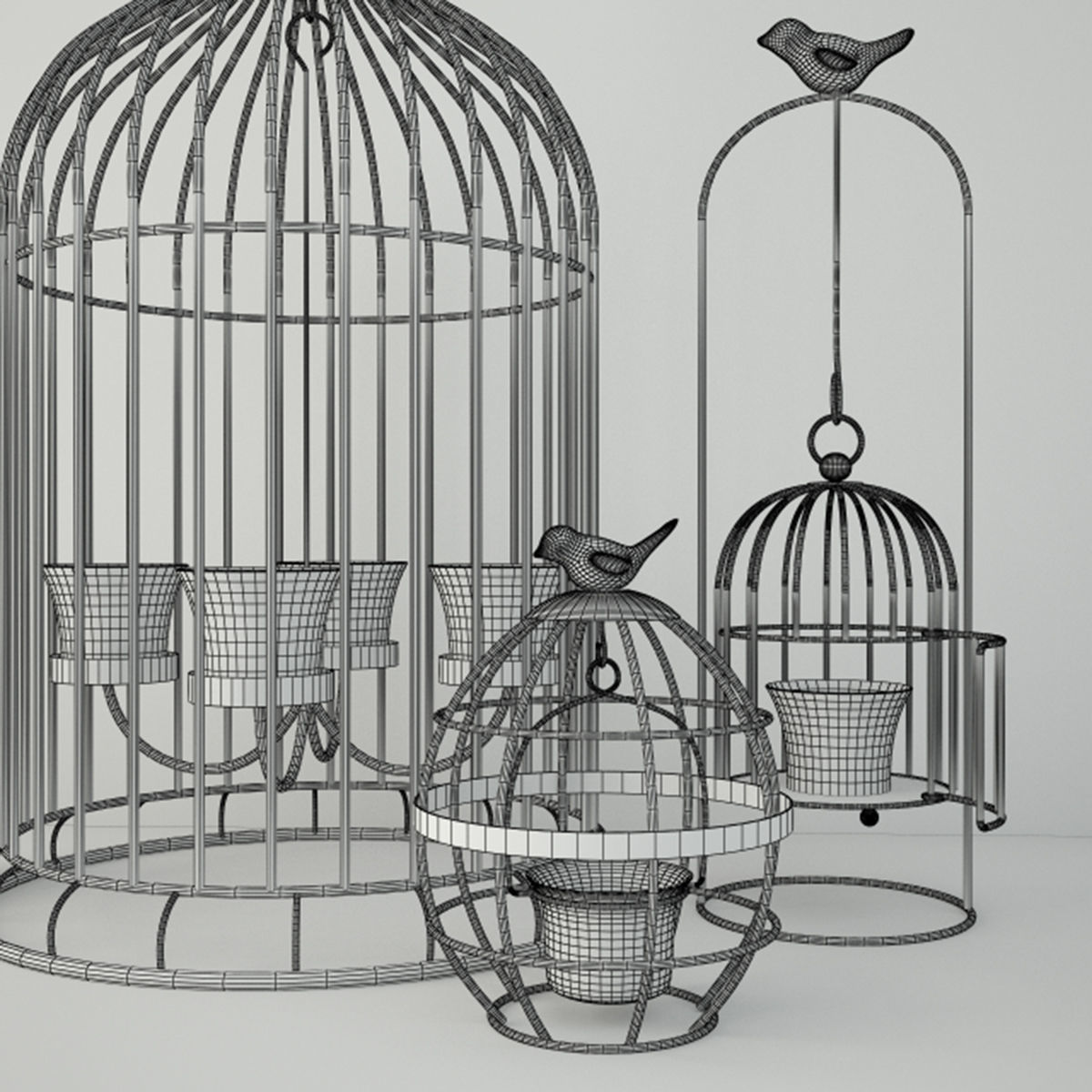 Birdcage Candleholders 3D model_4