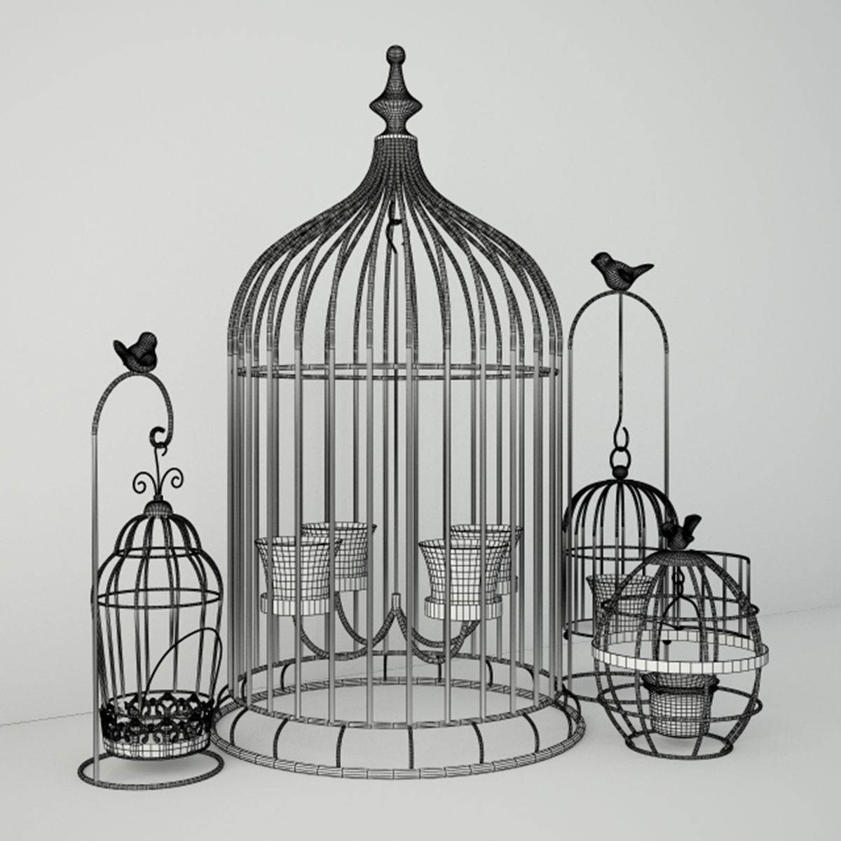 Birdcage Candleholders 3D model_2