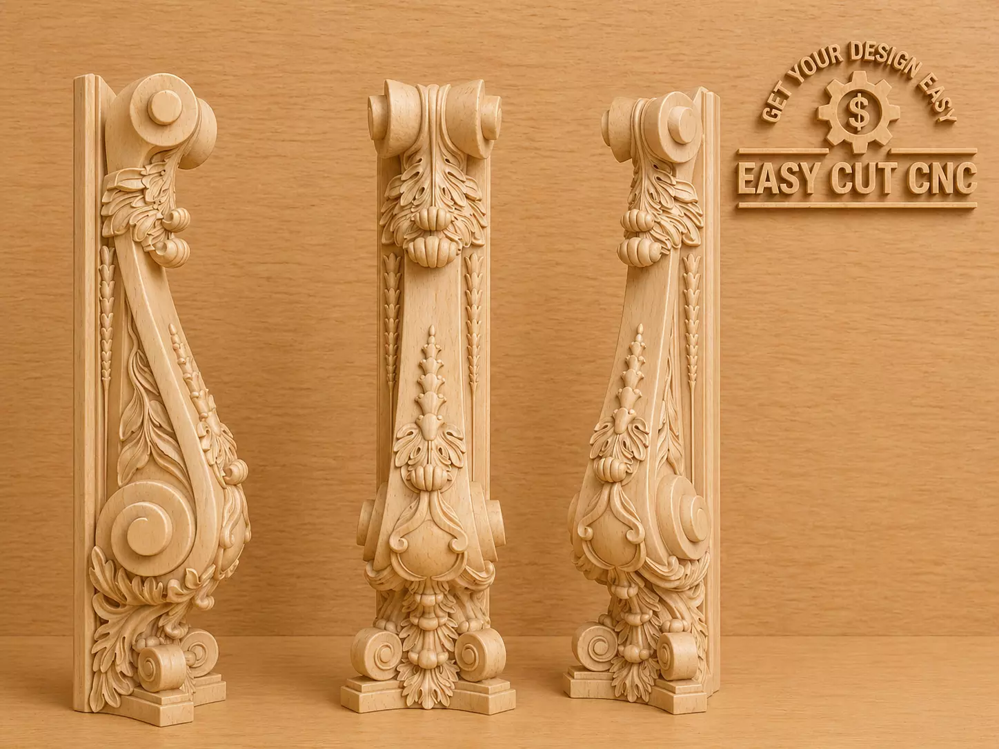 Luxury Ornamental CNC Corbel Set 3D model