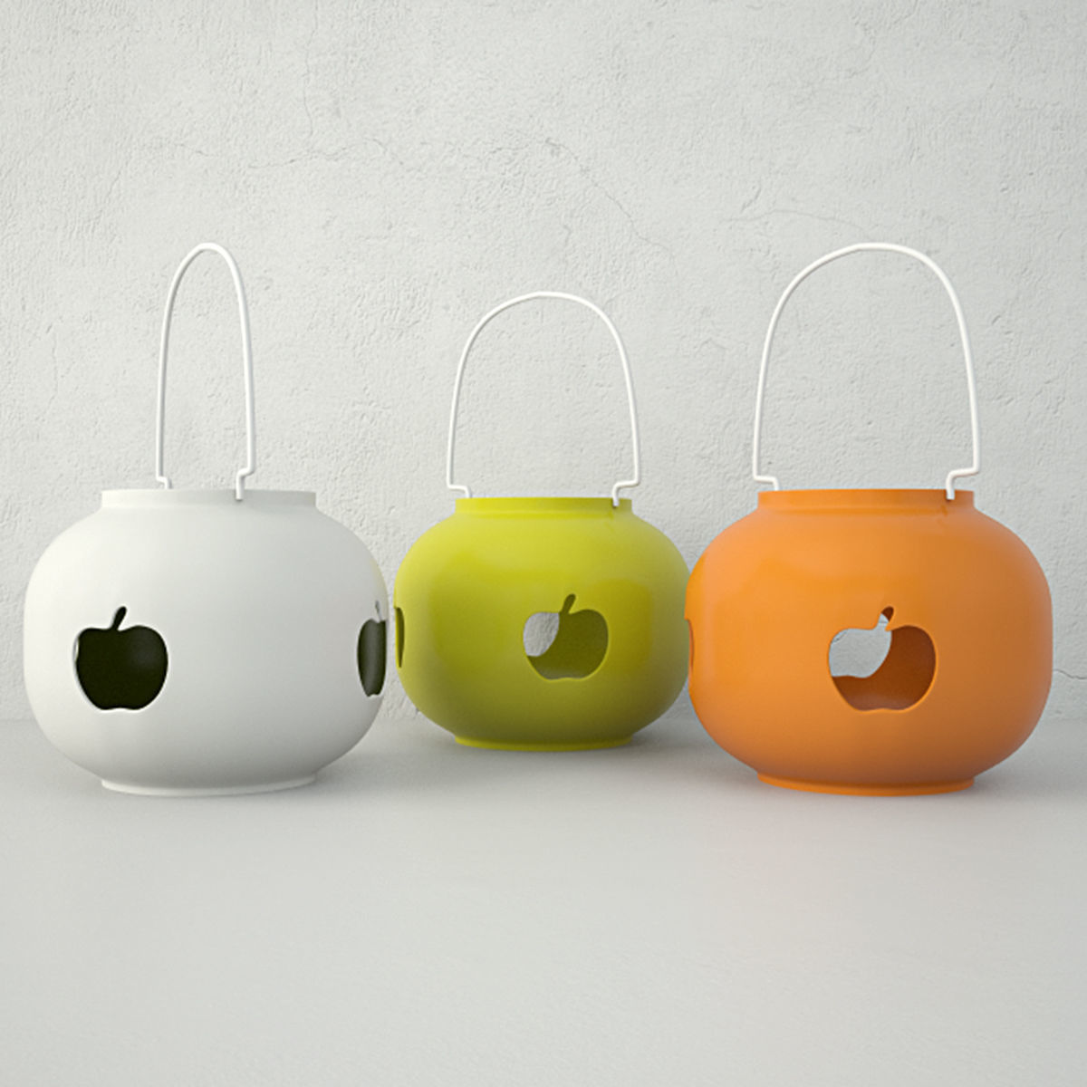 Ceramic Lanterns with Apple and Pear CutOut 3D model_3