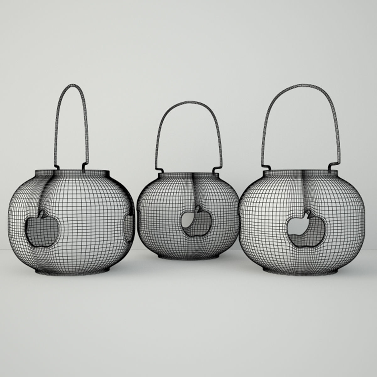 Ceramic Lanterns with Apple and Pear CutOut 3D model_4
