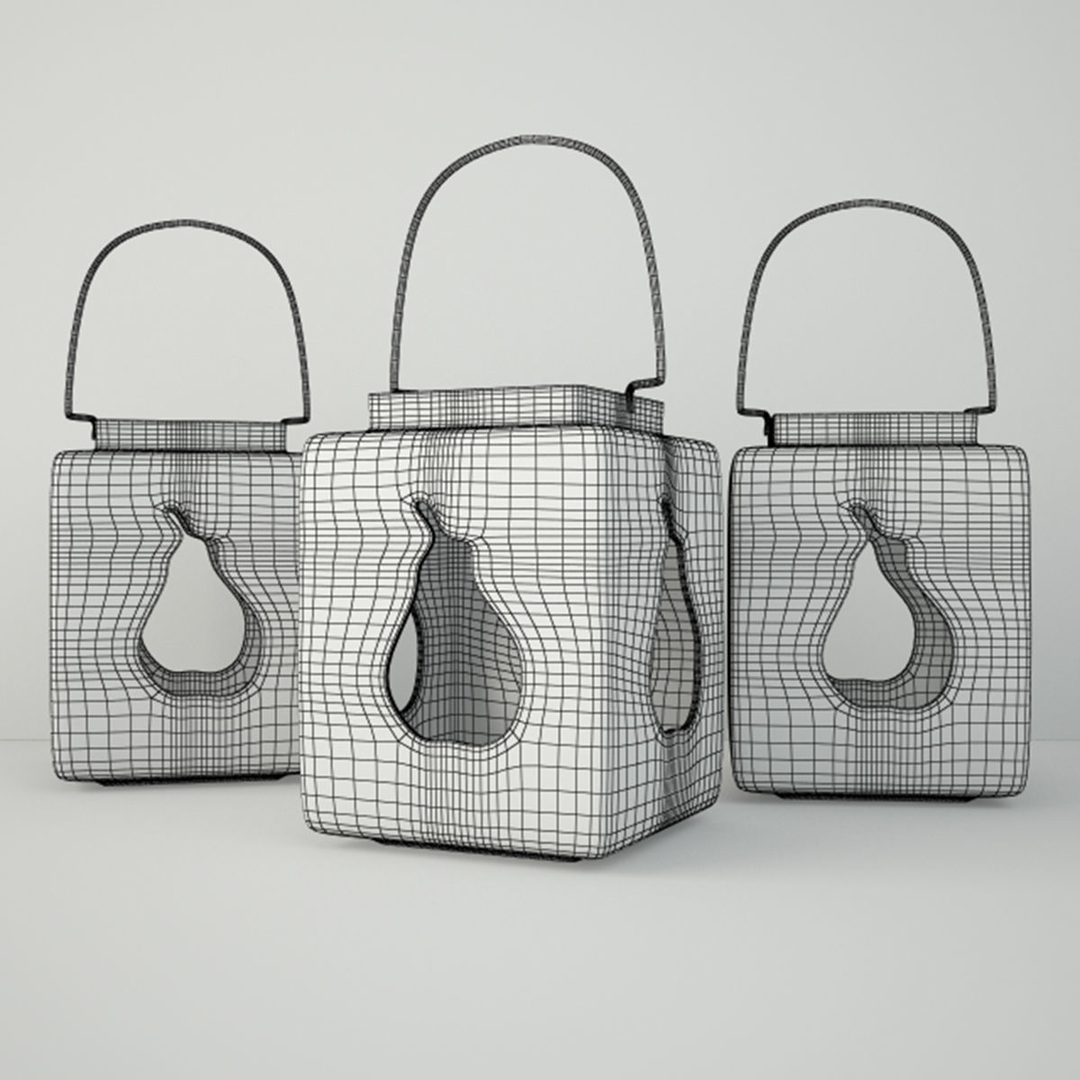 Ceramic Lanterns with Apple and Pear CutOut 3D model_2