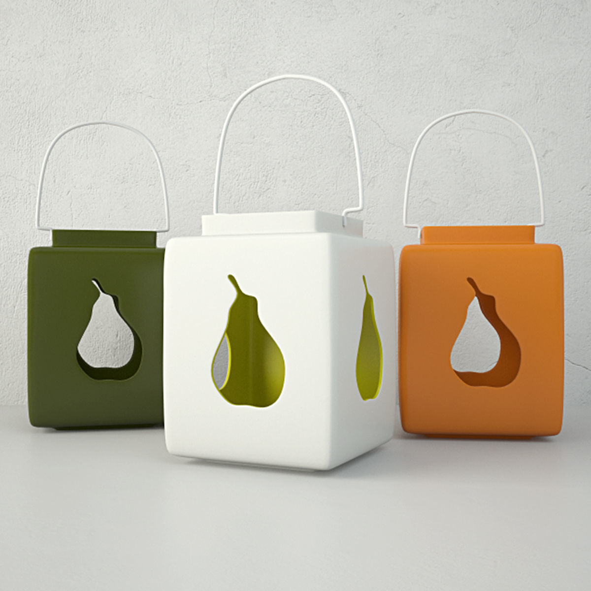 Ceramic Lanterns with Apple and Pear CutOut 3D model_1